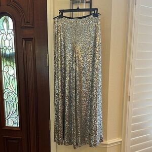 Silver Sequin Women's Palazzo Pants